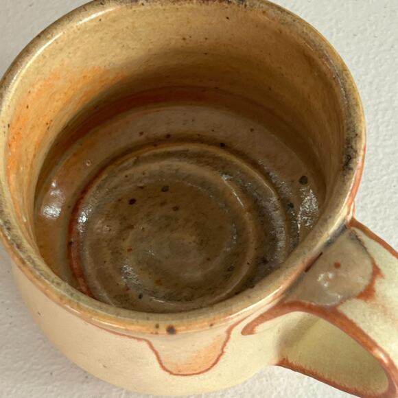 Studio Art Pottery Mugs Set of 2 Handmade Tan & Red Semi-matte - Picture 10 of 14